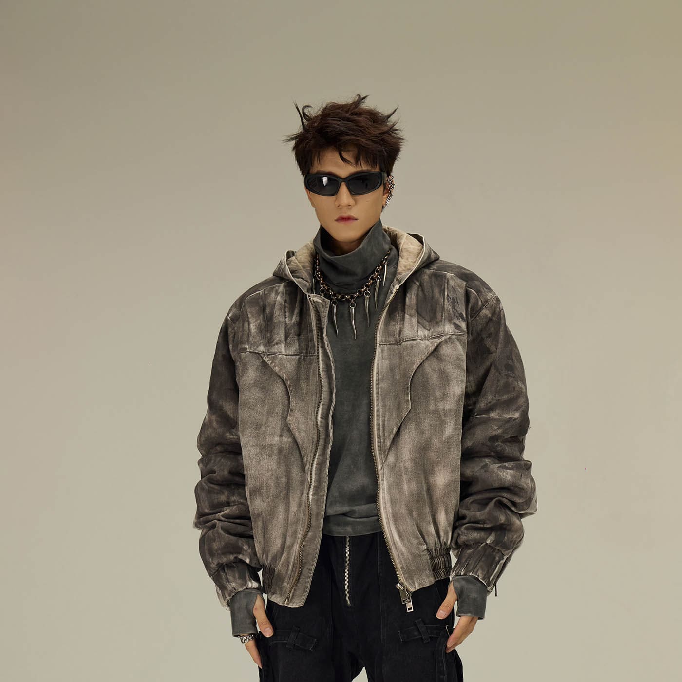 FLYERRER Distressed Crinkled Dirty Fit Jacket-Jacket-S-Free Shipping Leatheretro