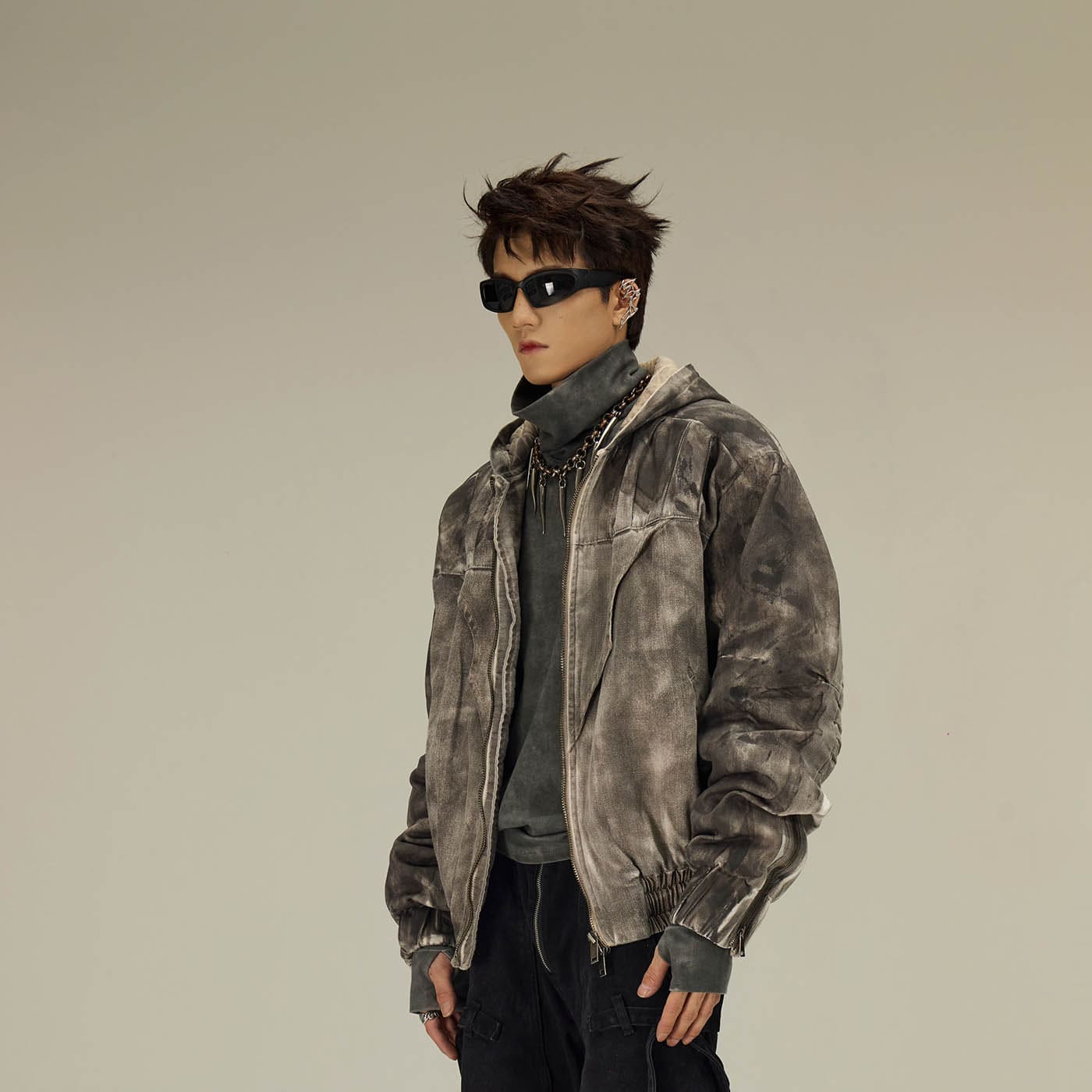 FLYERRER Distressed Crinkled Dirty Fit Jacket-Jacket-S-Free Shipping Leatheretro