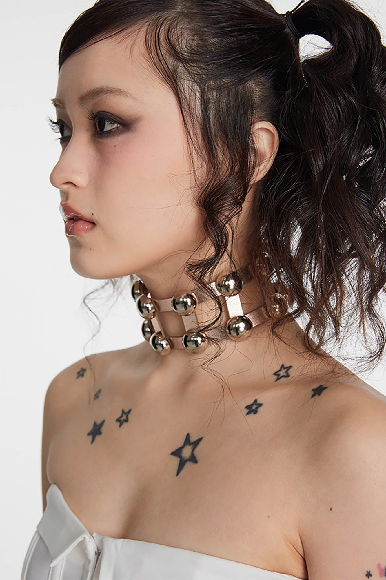 SCHWARZGOLD Metallic Beaded Double-Strap Choker-Necklace-Gold-Free Shipping Leatheretro