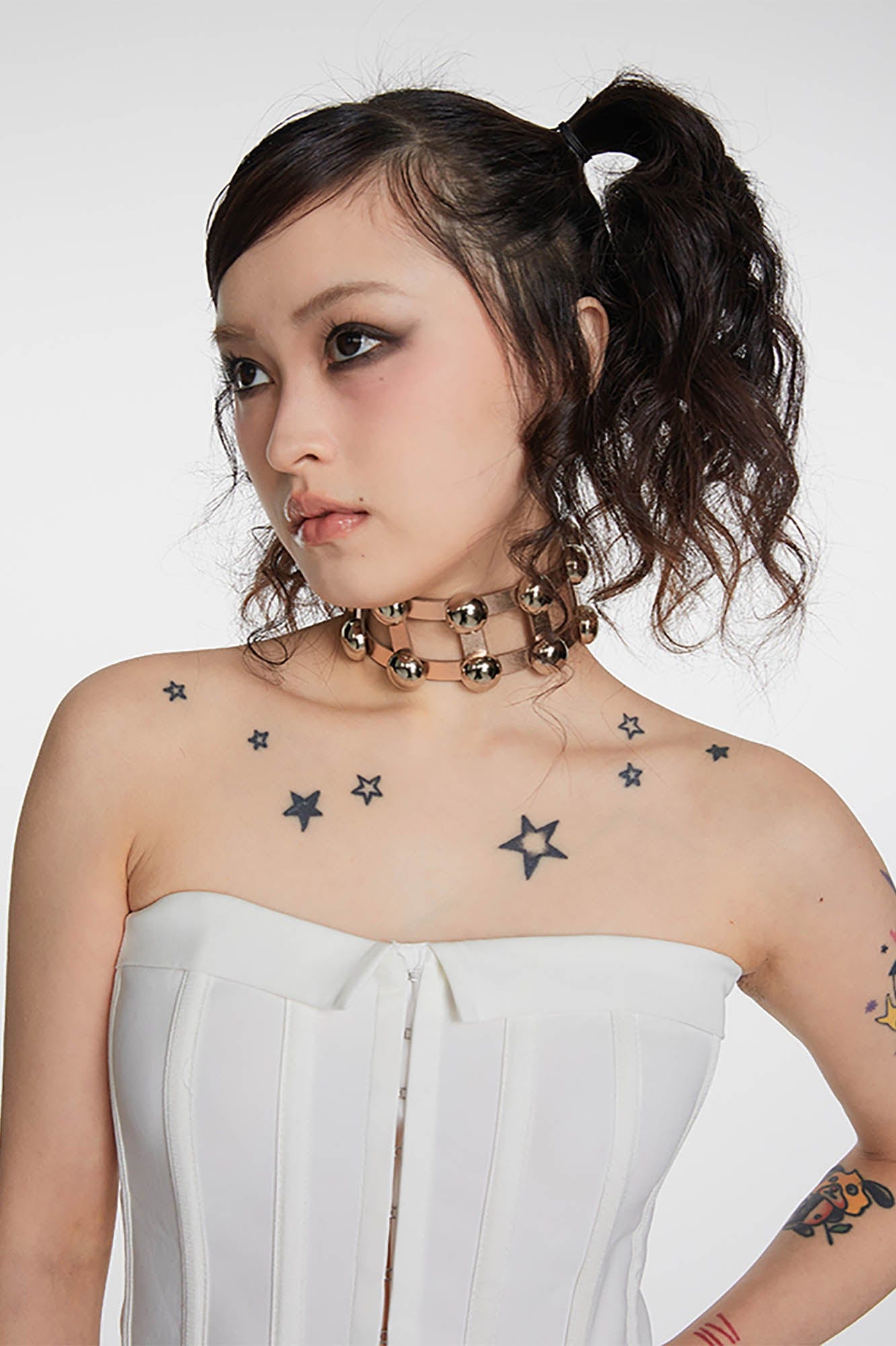 SCHWARZGOLD Metallic Beaded Double-Strap Choker-Necklace-Gold-Free Shipping Leatheretro