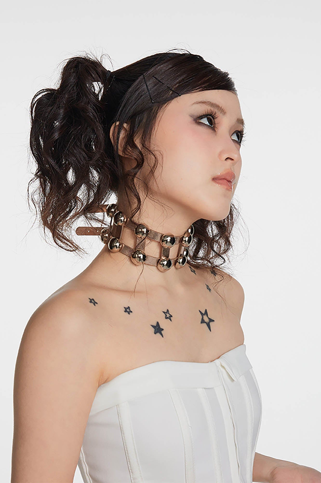 SCHWARZGOLD Metallic Beaded Double-Strap Choker-Necklace-Gold-Free Shipping Leatheretro