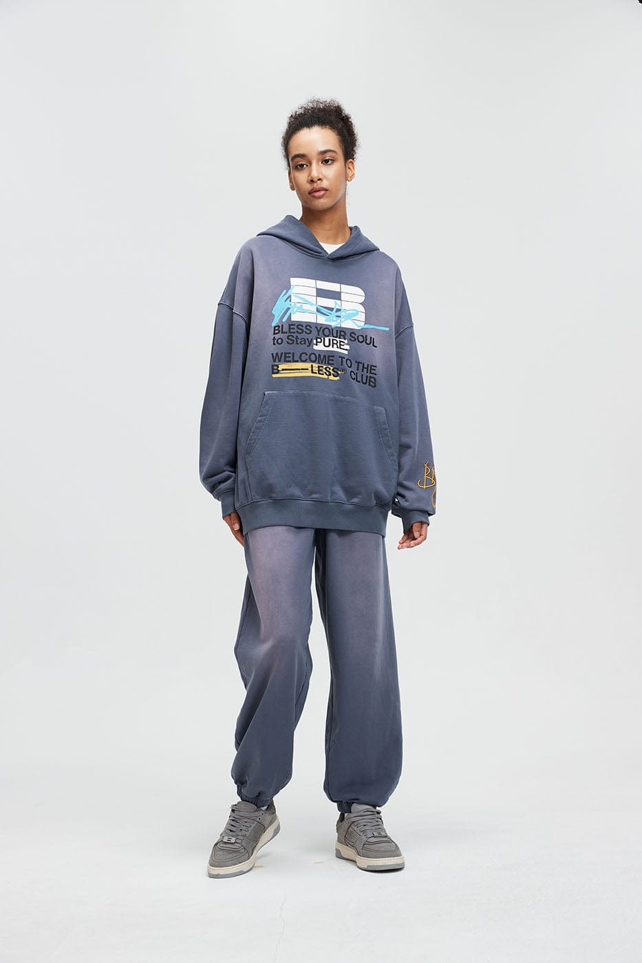 BONELESS Slogan Logo Washed Hoodie-Hoodie-S-Black-Free Shipping Leatheretro