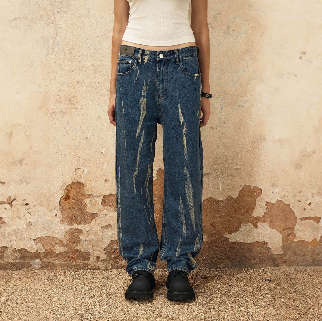 OVDY Retro Striped Straight-Leg Jeans-Jeans-S-Free Shipping Leatheretro