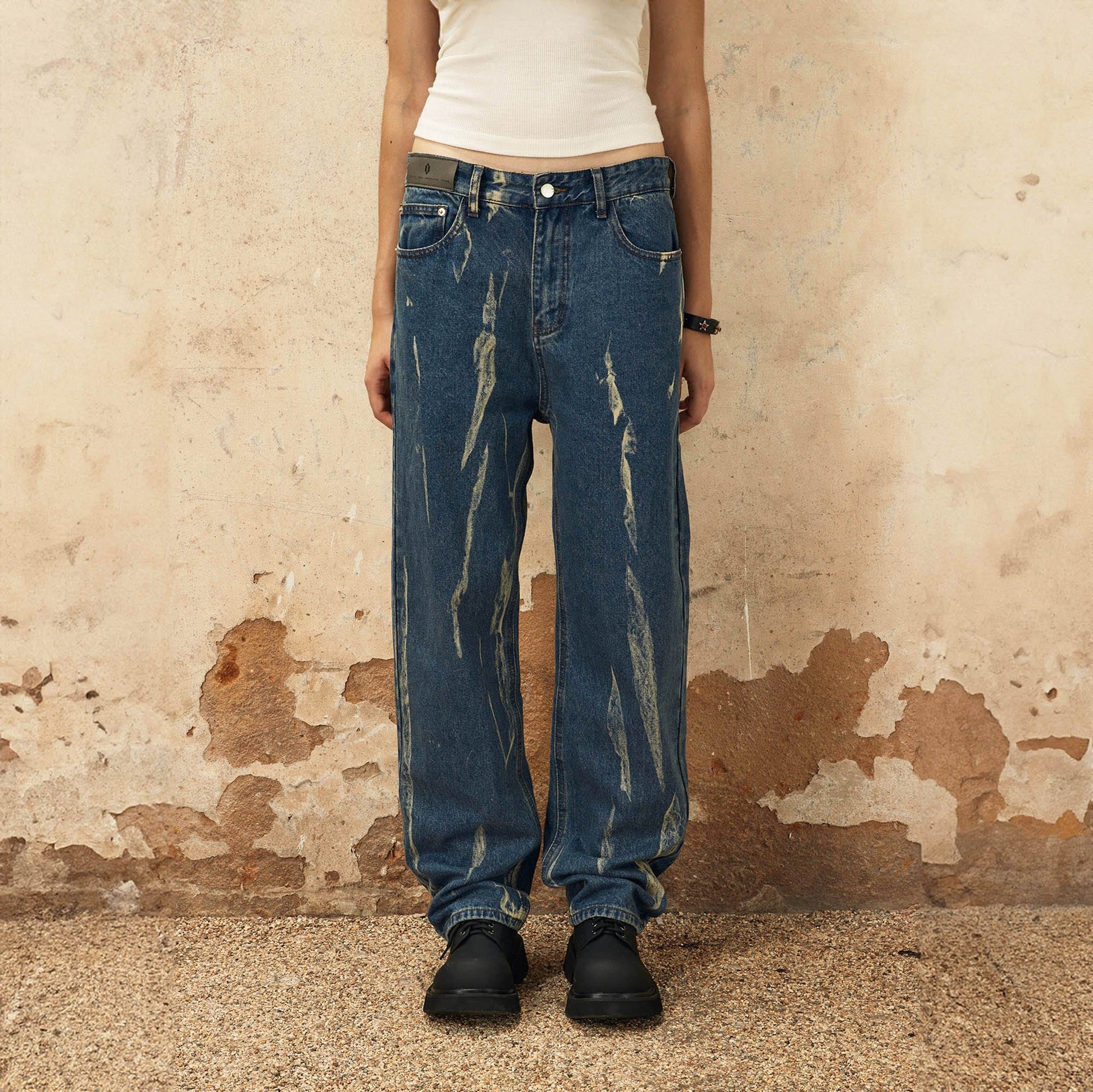 OVDY Retro Striped Straight-Leg Jeans-Jeans-S-Free Shipping Leatheretro