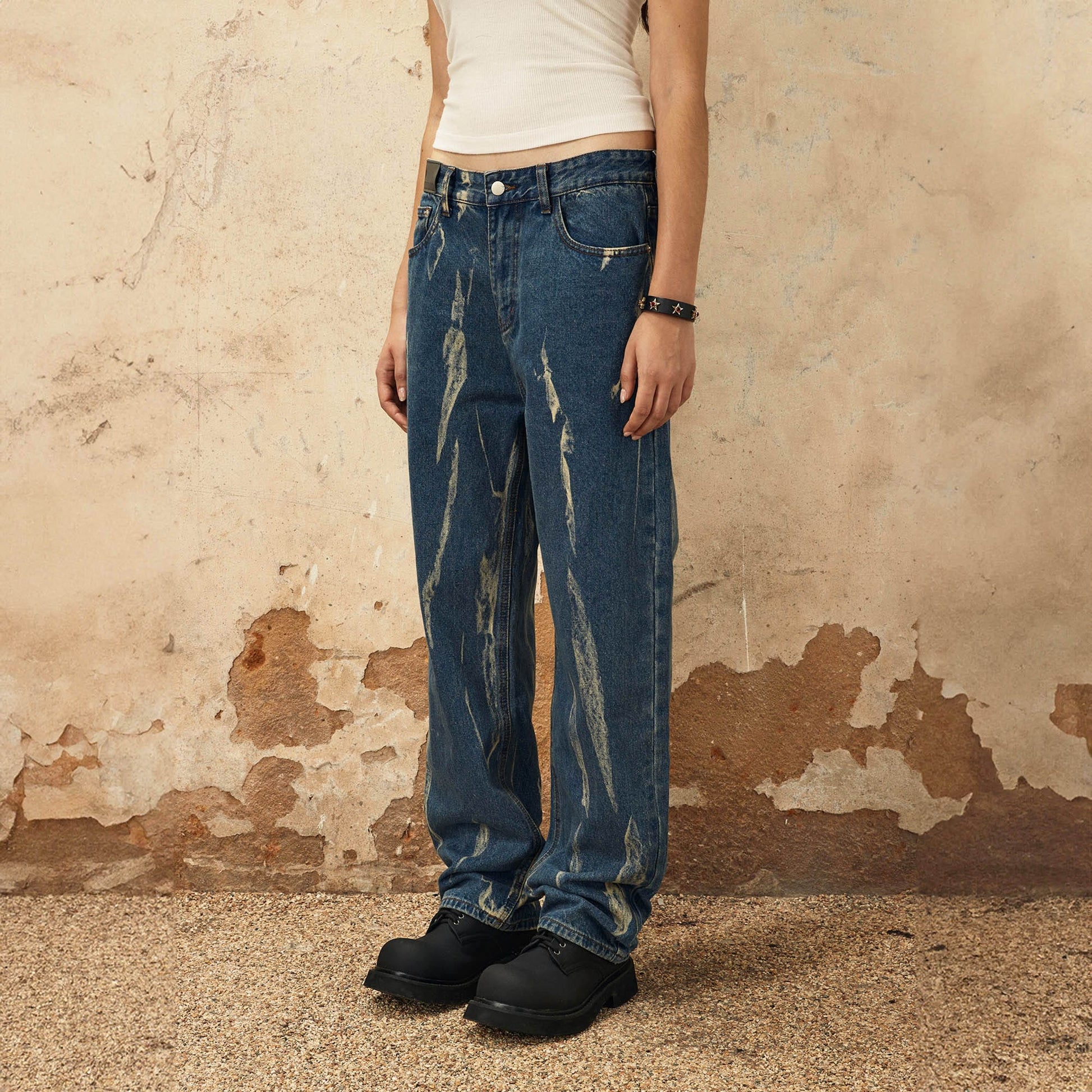 OVDY Retro Striped Straight-Leg Jeans-Jeans-S-Free Shipping Leatheretro