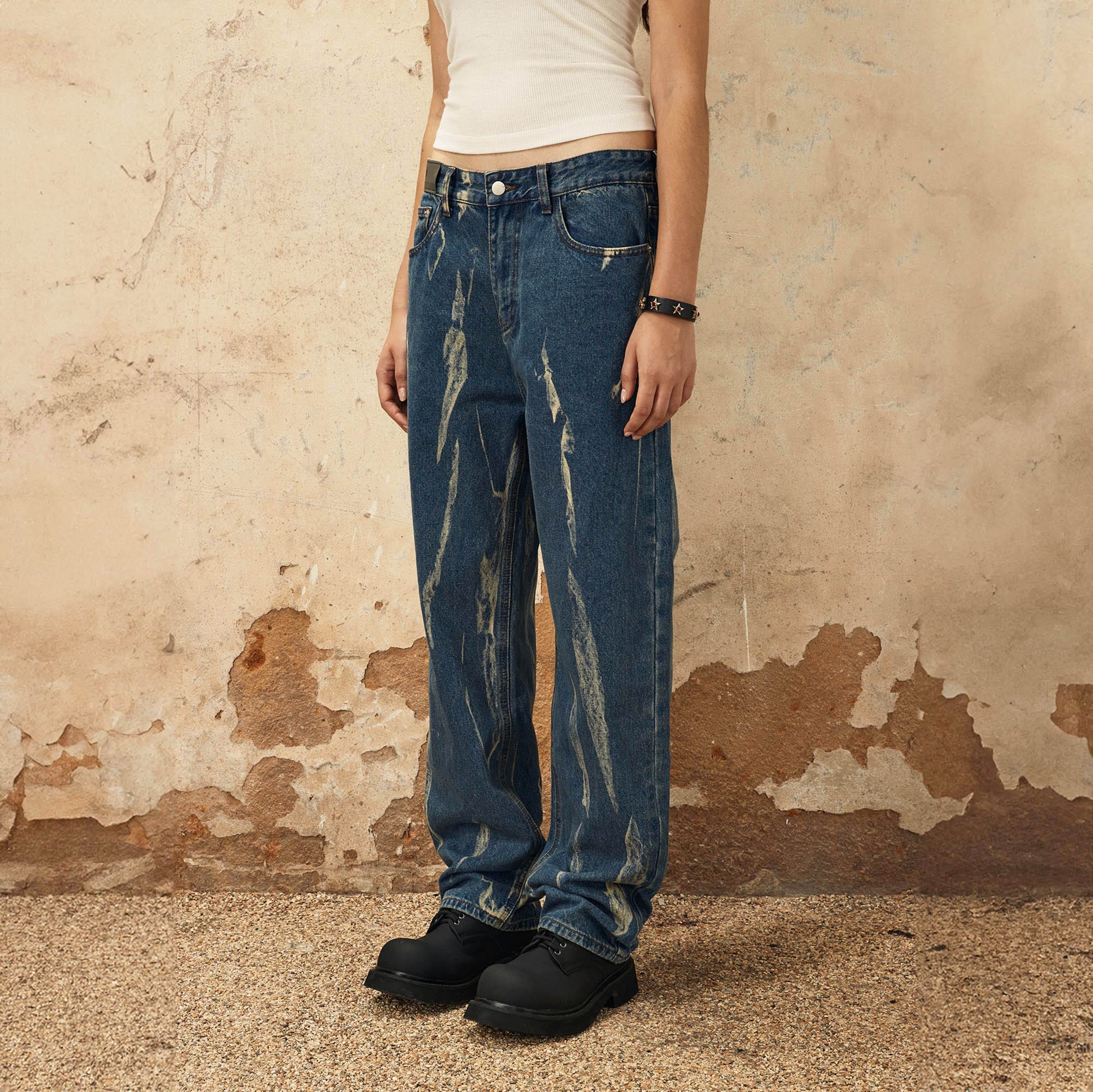 OVDY Retro Striped Straight-Leg Jeans-Jeans-S-Free Shipping Leatheretro
