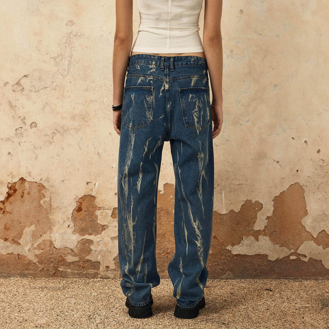 OVDY Retro Striped Straight-Leg Jeans-Jeans-S-Free Shipping Leatheretro