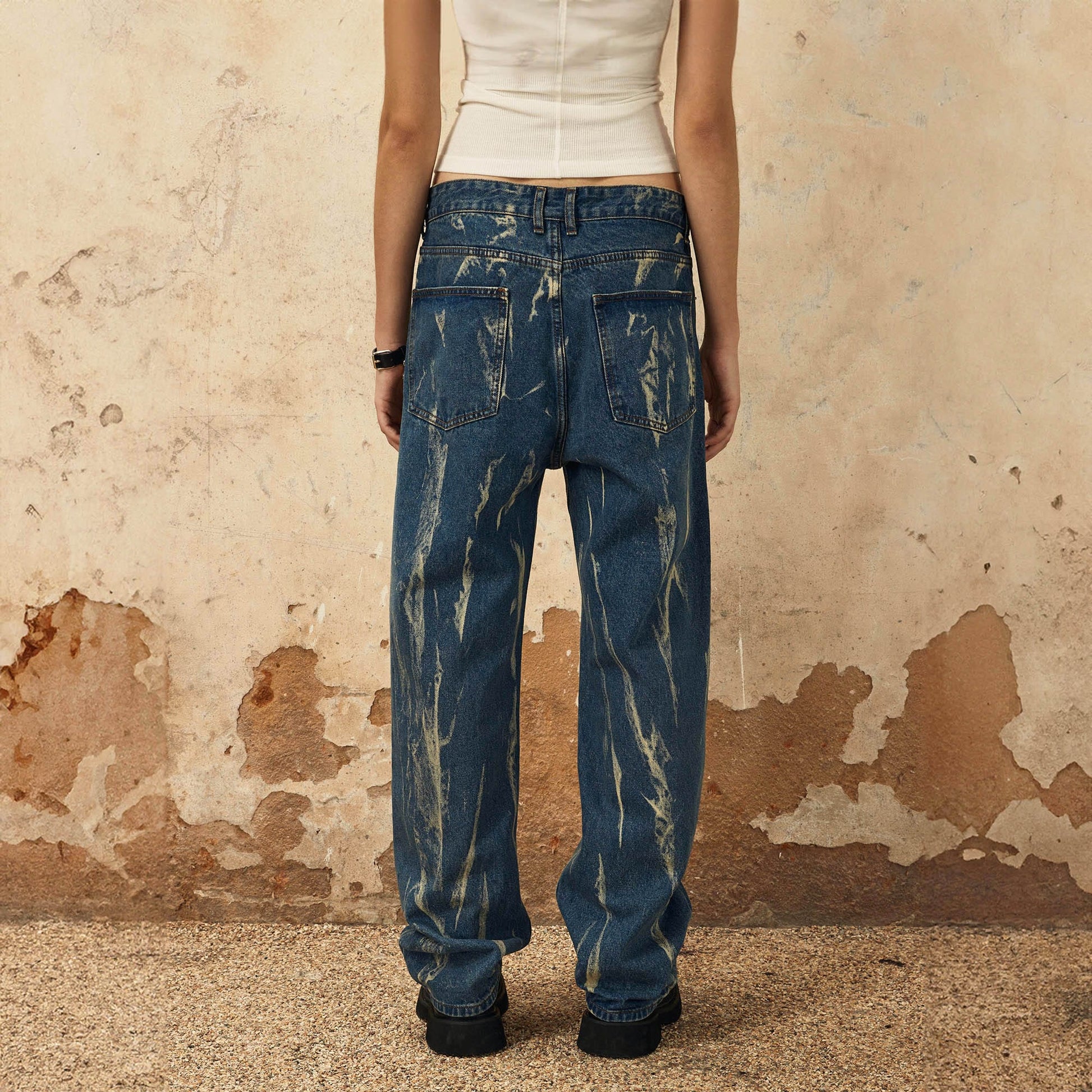 OVDY Retro Striped Straight-Leg Jeans-Jeans-S-Free Shipping Leatheretro