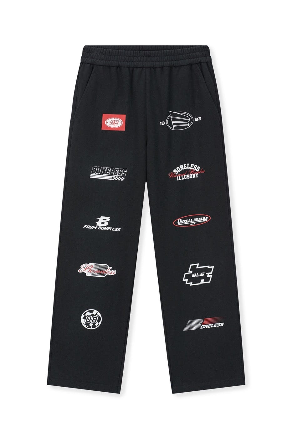 BONELESS Racing Logo Sweatpants-Pants-S-Grey-Free Shipping Leatheretro