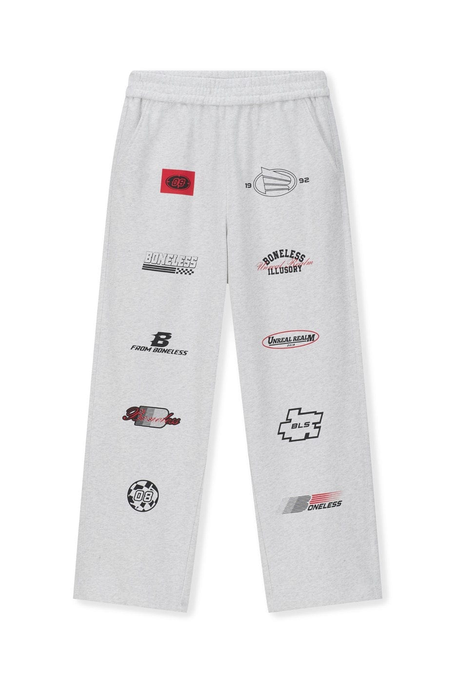 BONELESS Racing Logo Sweatpants-Pants-S-Grey-Free Shipping Leatheretro