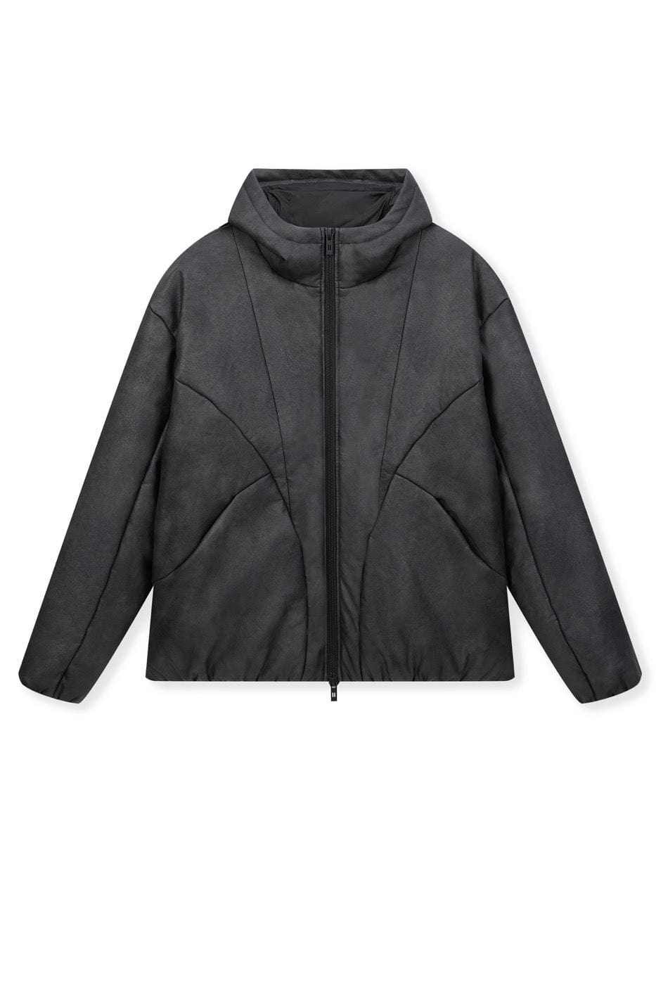 BONELESS Spliced Faux Leather Cotton Padded Jacket-Jacket-S-Black-Free Shipping Leatheretro