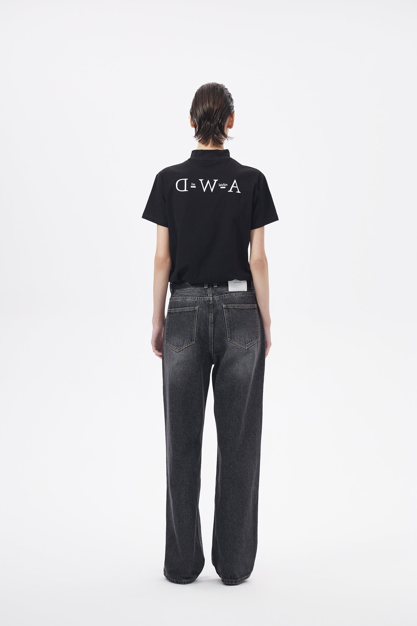 ARTIFICIAL WORLD Slogan Mock Neck T-Shirt-T Shirt-XS-Black-Free Shipping Leatheretro