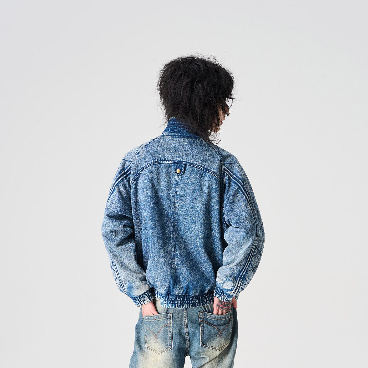 EPIC POETRY Deconstructed Washed Denim Biker Jacket-Jacket-S-Free Shipping Leatheretro