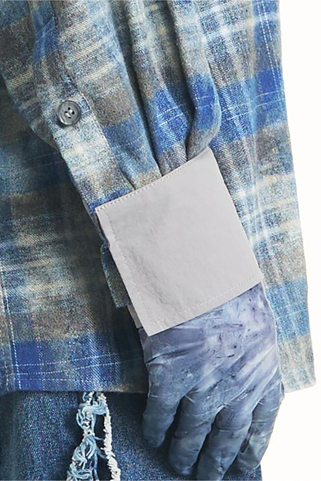 RELABEL Washed Plaid Tie-Dye Contrast-Collar Shirt-Shirt-S-Free Shipping Leatheretro