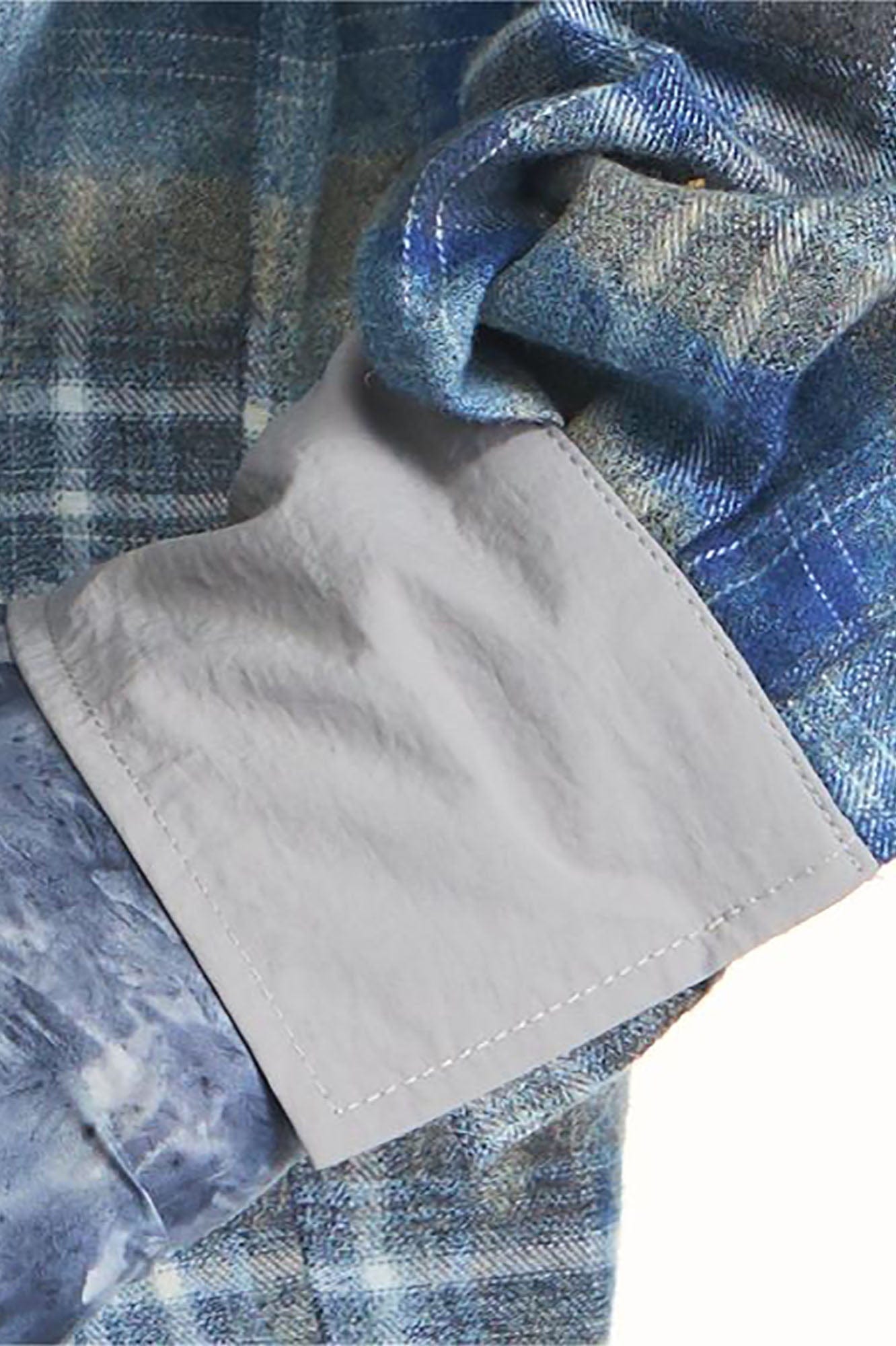 RELABEL Washed Plaid Tie-Dye Contrast-Collar Shirt-Shirt-S-Free Shipping Leatheretro