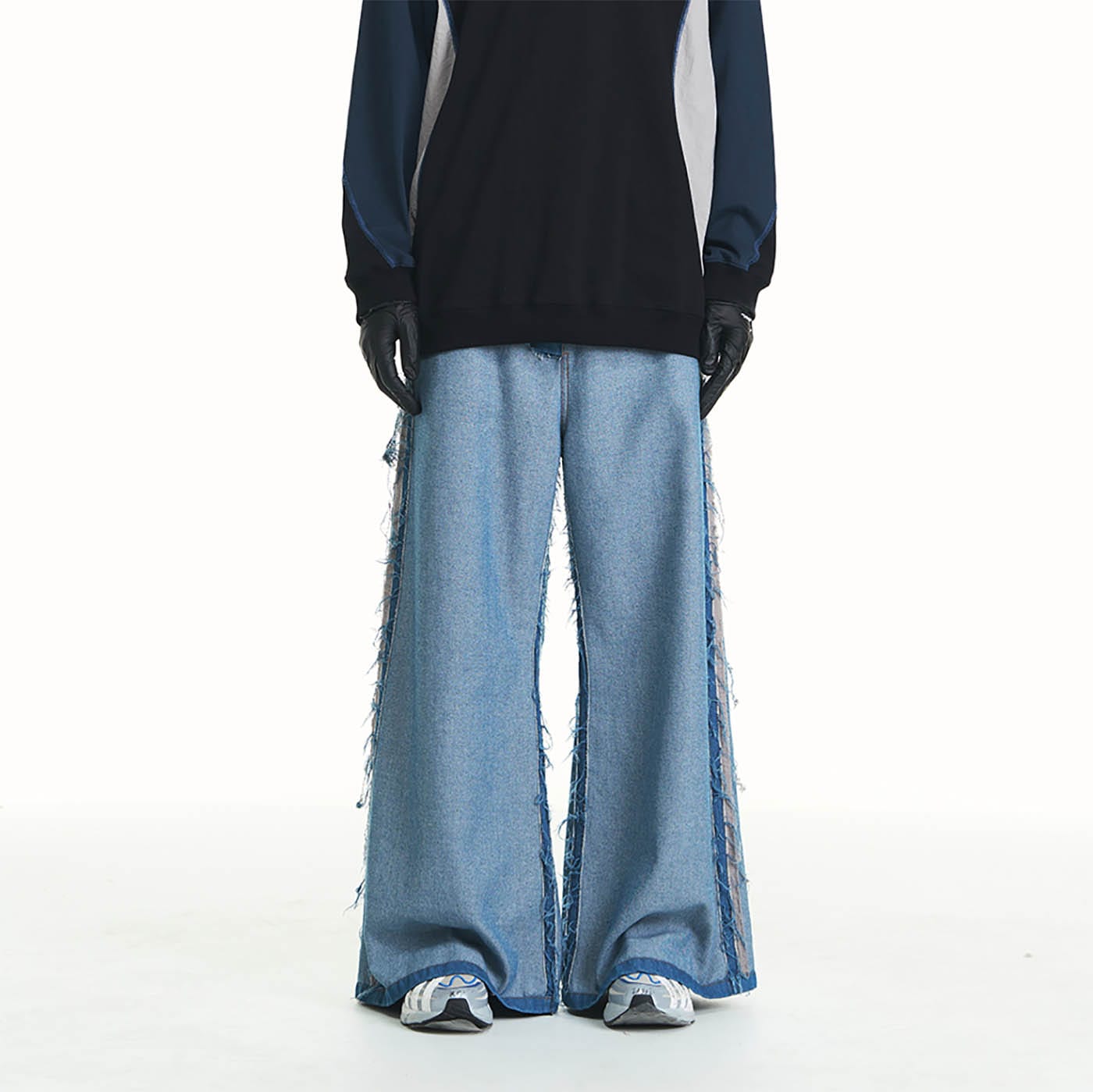 RELABEL Inside-Out Spliced Frayed Baggy Jeans-Jeans-S-Free Shipping Leatheretro