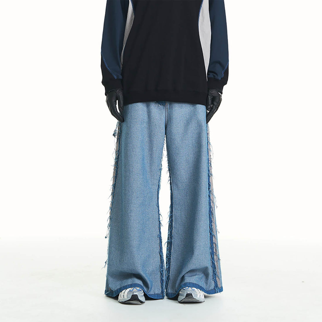 RELABEL Inside-Out Spliced Frayed Baggy Jeans-Jeans-S-Free Shipping Leatheretro