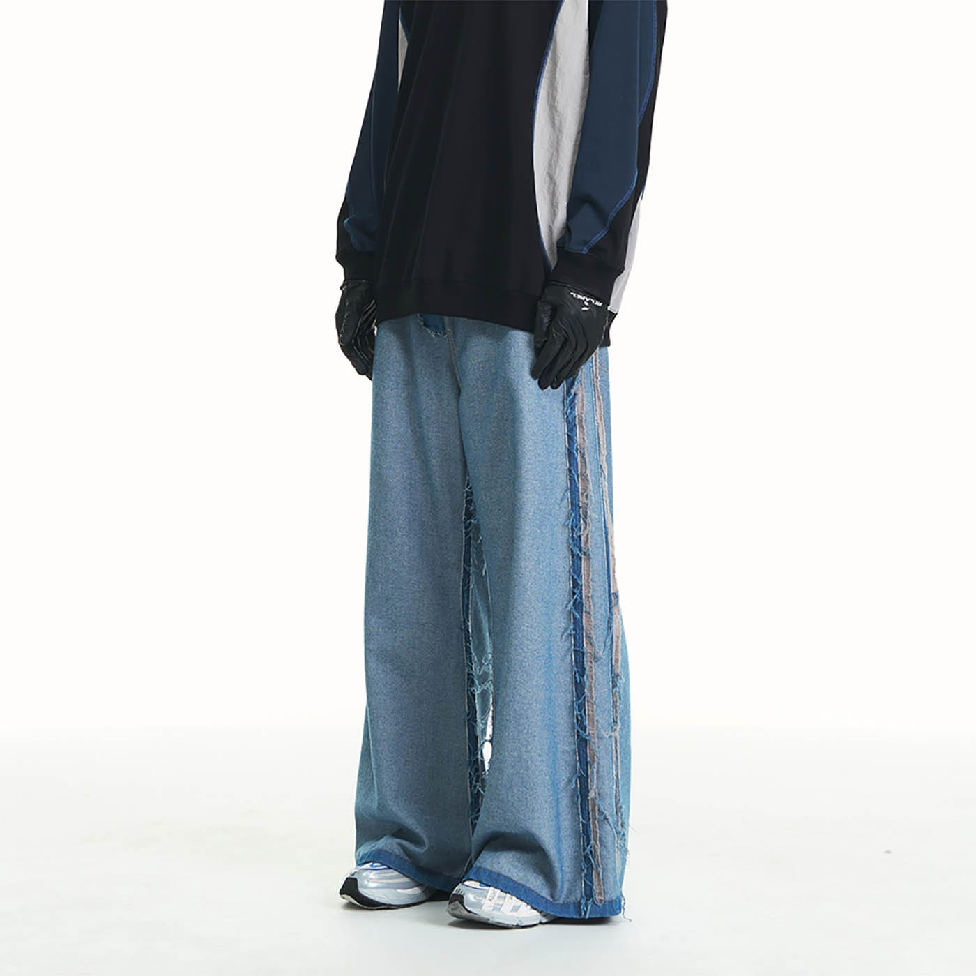 RELABEL Inside-Out Spliced Frayed Baggy Jeans-Jeans-S-Free Shipping Leatheretro