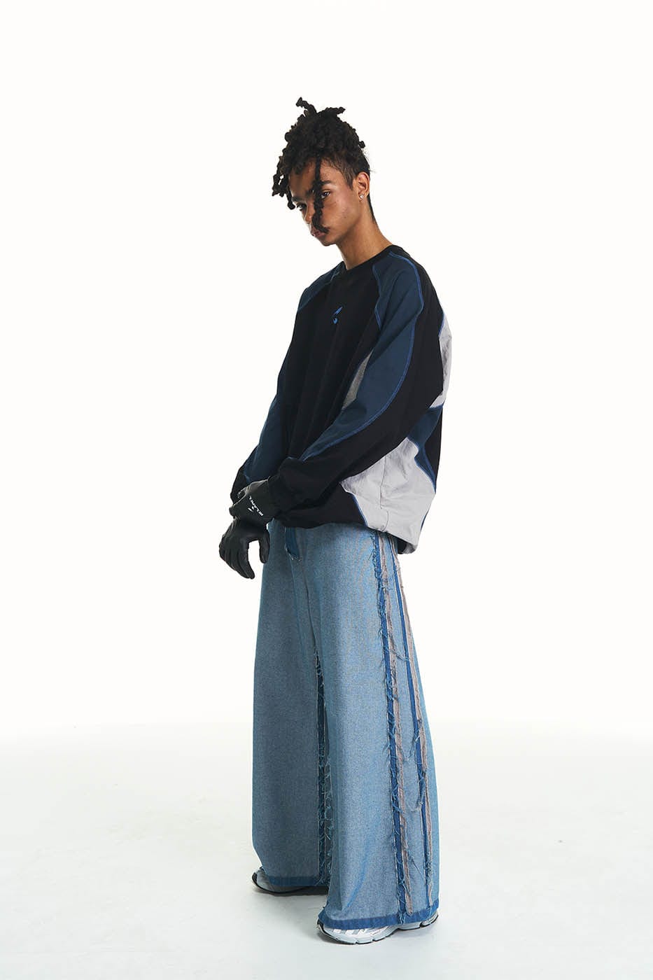 RELABEL Inside-Out Spliced Frayed Baggy Jeans-Jeans-S-Free Shipping Leatheretro