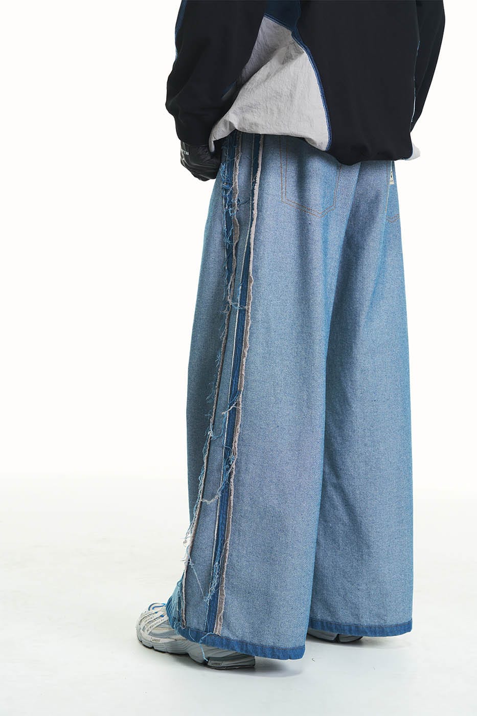 RELABEL Inside-Out Spliced Frayed Baggy Jeans-Jeans-S-Free Shipping Leatheretro