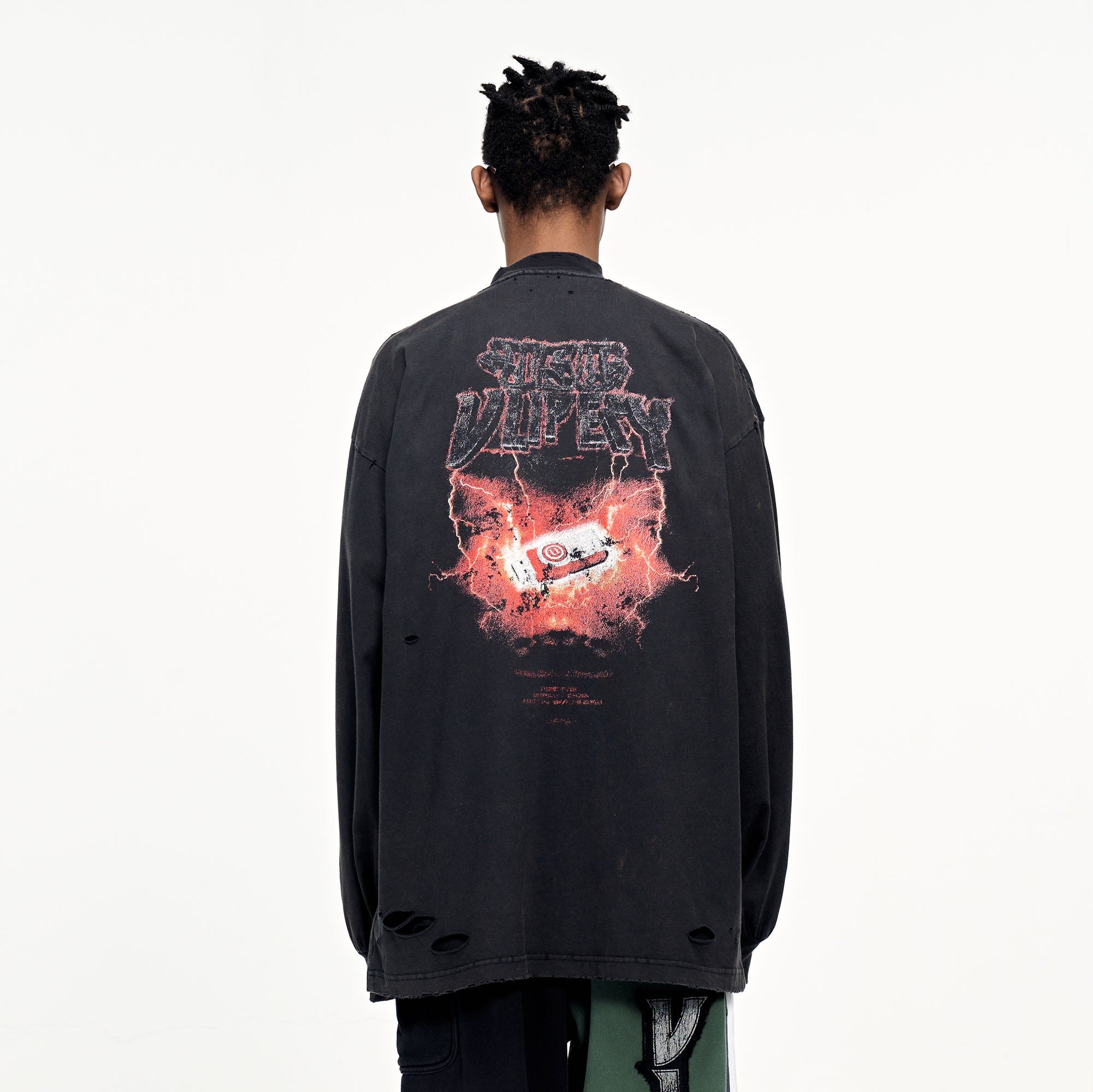 ULIPERY Distressed USB Flash Drive Graphic Long Sleeve Tee-L/S Tee-XS-Free Shipping Leatheretro