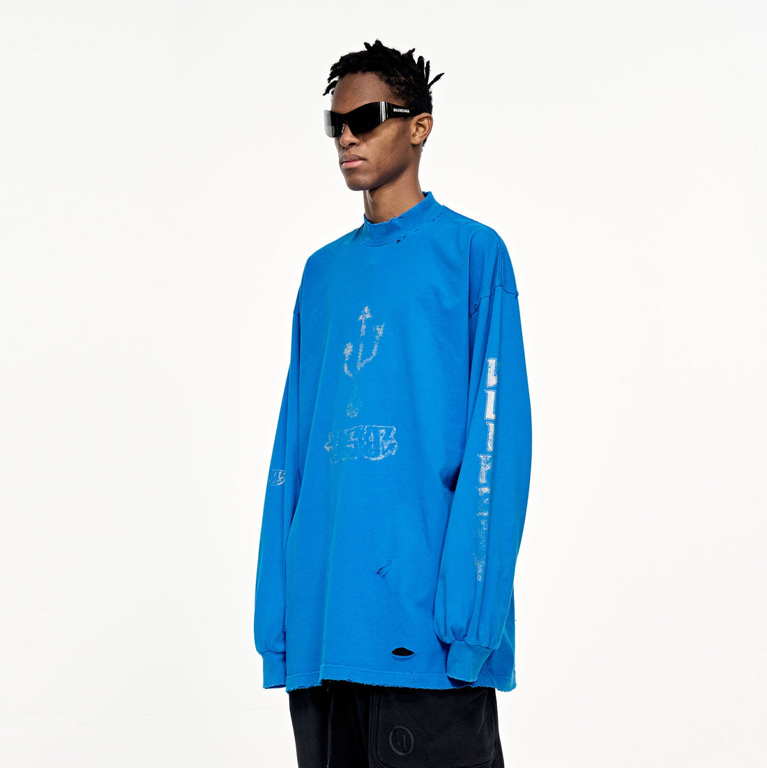 ULIPERY Distressed USB Graphic Long Sleeve Tee Blue-L/S Tee-XS-Free Shipping Leatheretro