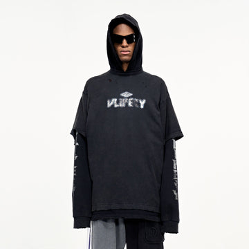 ULIPERY Distressed Faux Layered Hoodie-Hoodie-XS-Free Shipping Leatheretro