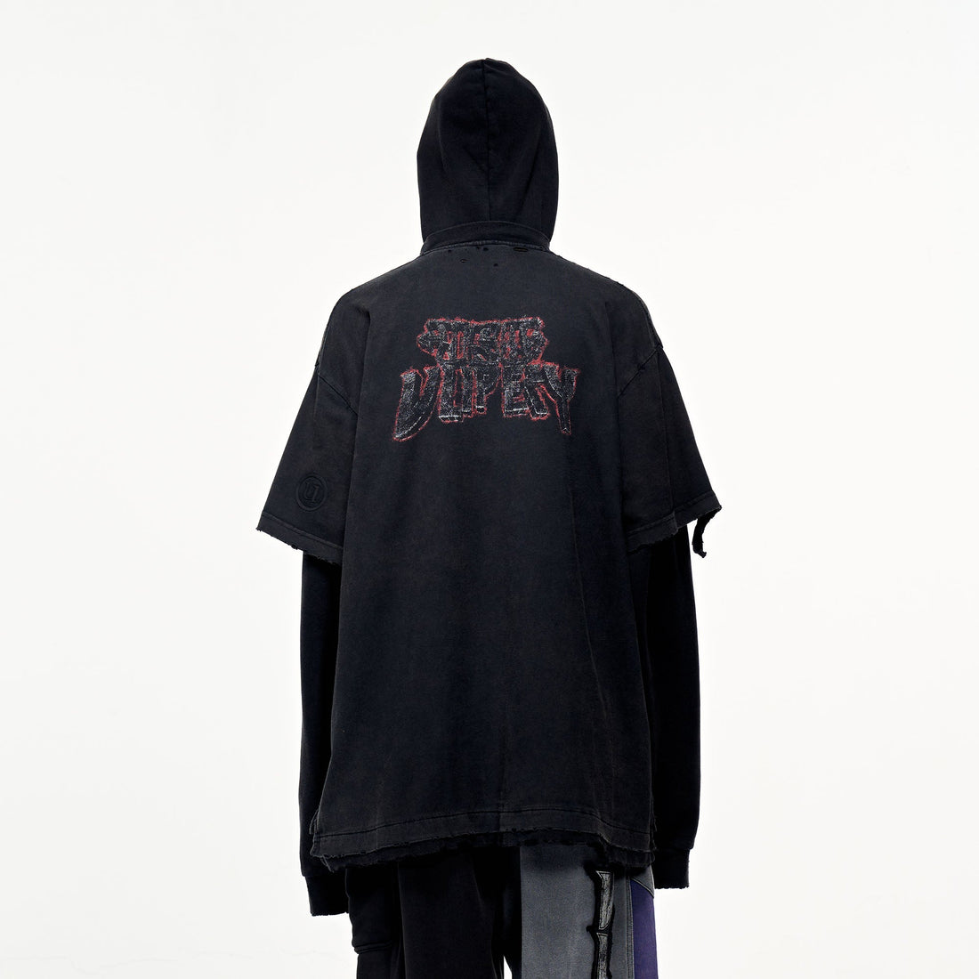 ULIPERY Distressed Faux Layered Hoodie-Hoodie-XS-Free Shipping Leatheretro