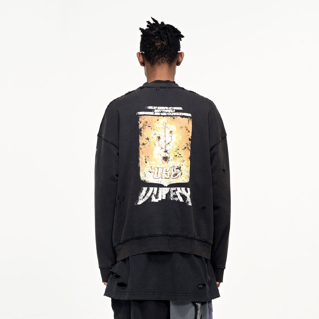 ULIPERY Distressed USB Graphic Long Sleeve Tee Black-L/S Tee-XS-Free Shipping Leatheretro