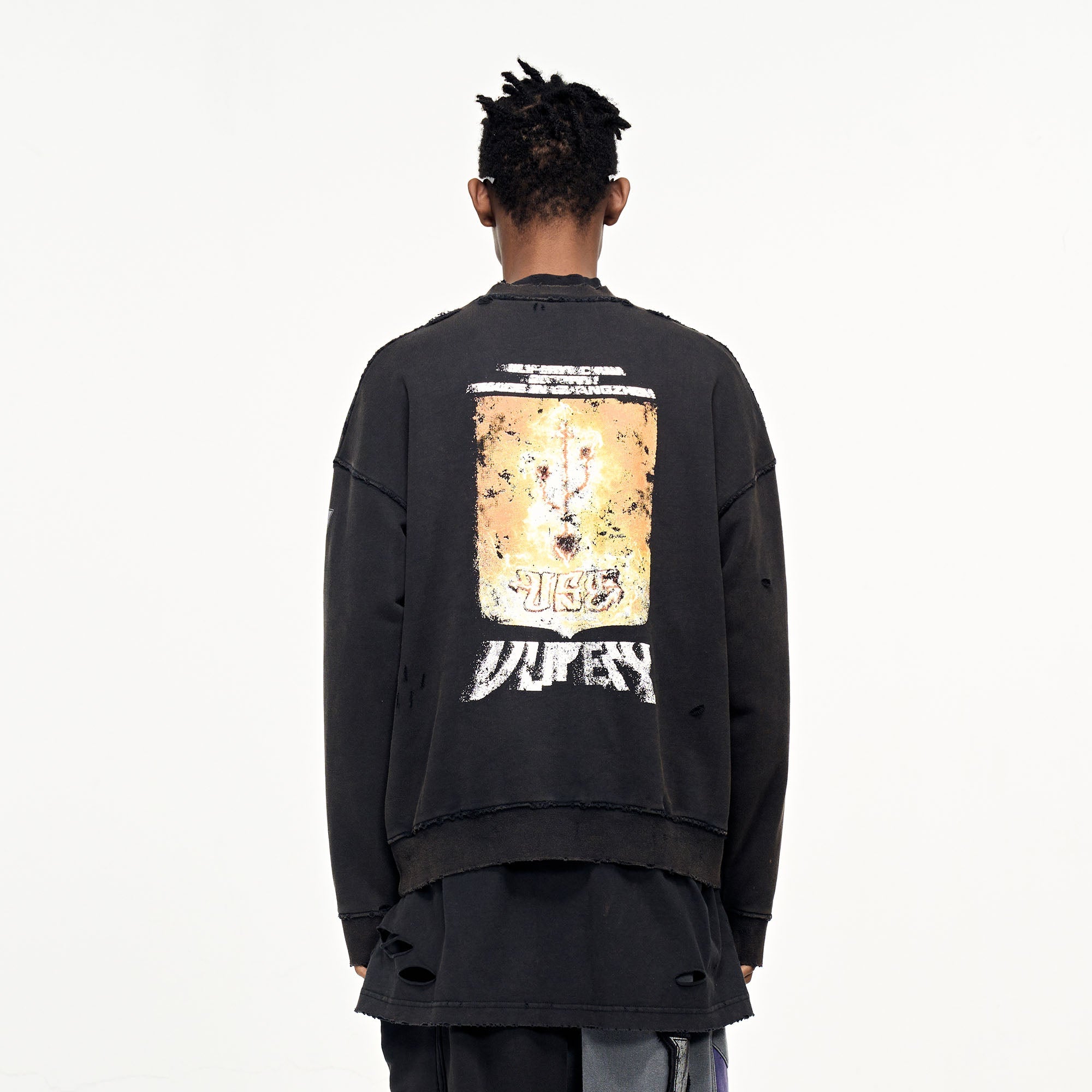 ULIPERY Distressed USB Graphic Long Sleeve Tee Black-L/S Tee-XS-Free Shipping Leatheretro