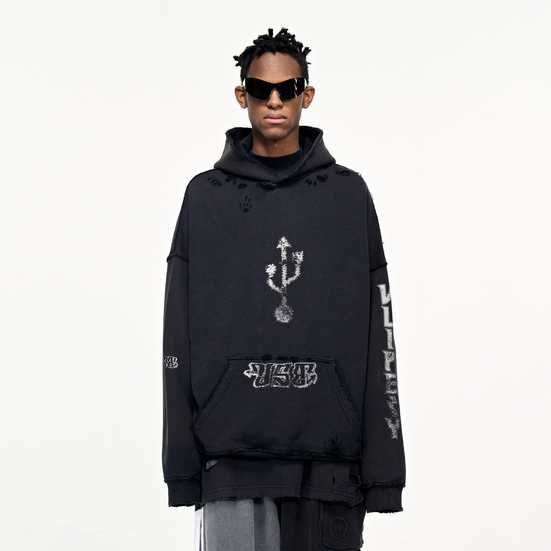 ULIPERY Distressed USB Graphic Hoodie-Hoodie-XS-Free Shipping Leatheretro