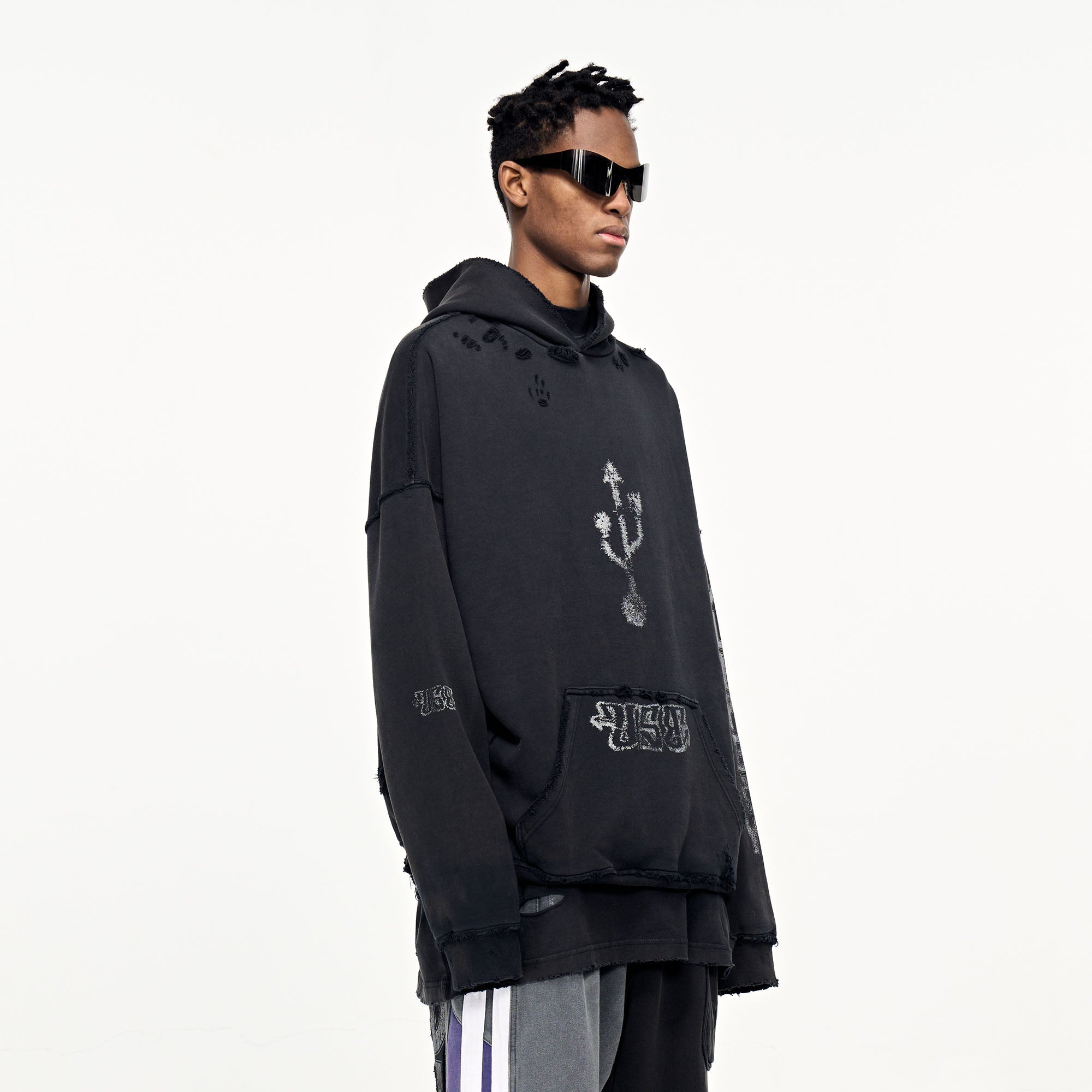 ULIPERY Distressed USB Graphic Hoodie-Hoodie-XS-Free Shipping Leatheretro