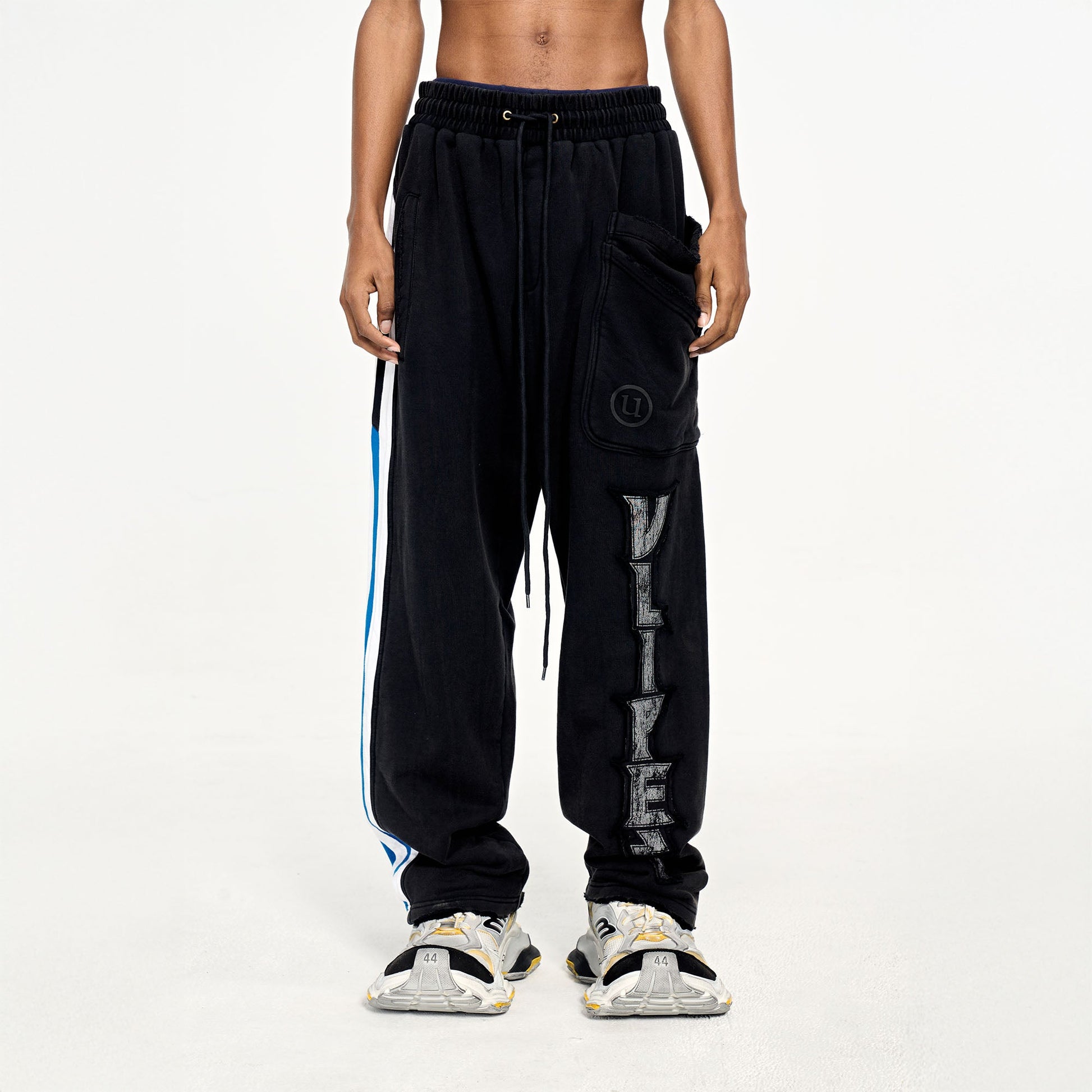 ULIPERY Asymmetric Striped LOGO Sweatpants-Pants-XS-Free Shipping Leatheretro