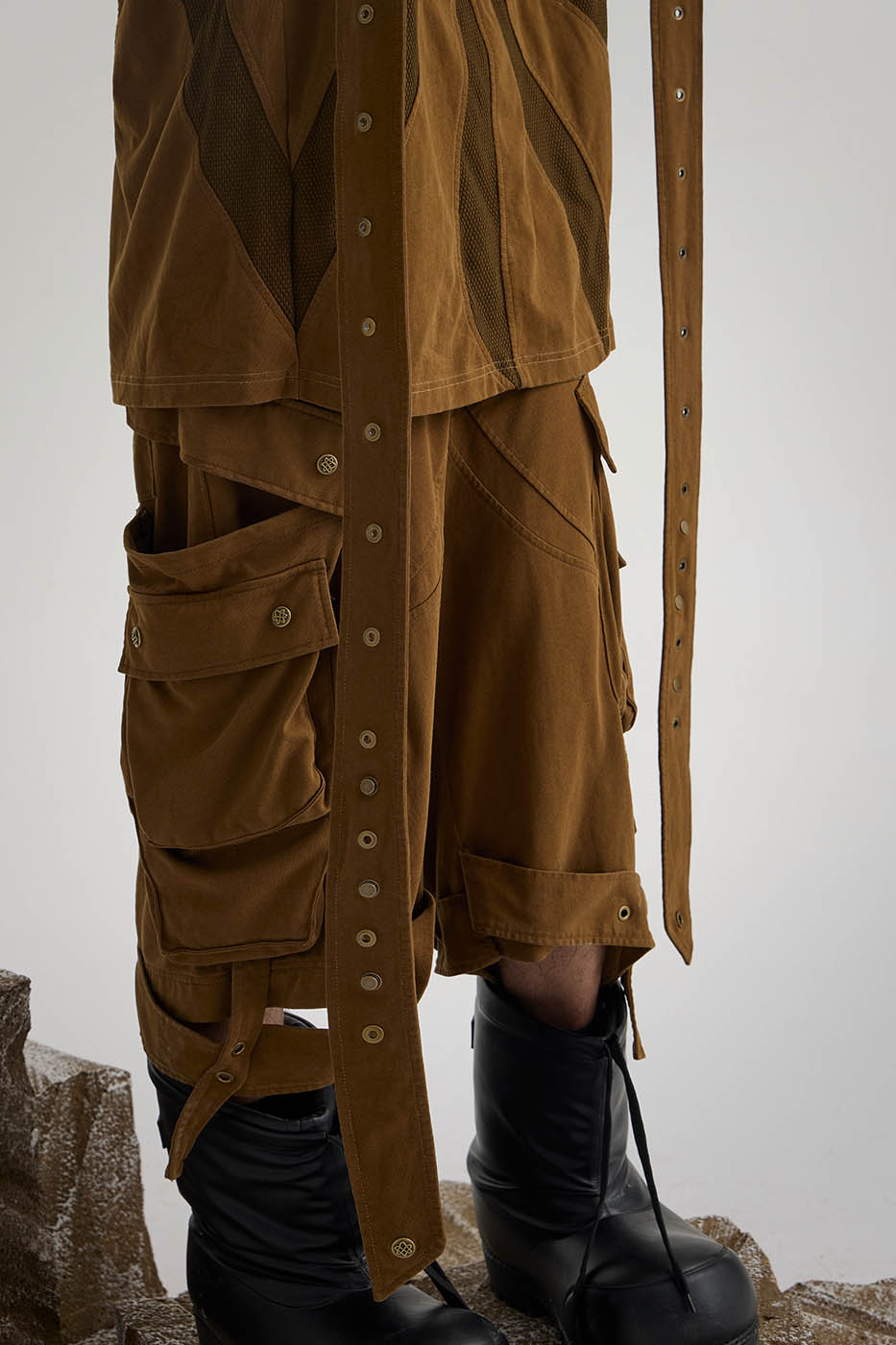 FLYERRER Multi-Pocket Deconstructed Strap Shorts-Shorts-S-Free Shipping Leatheretro