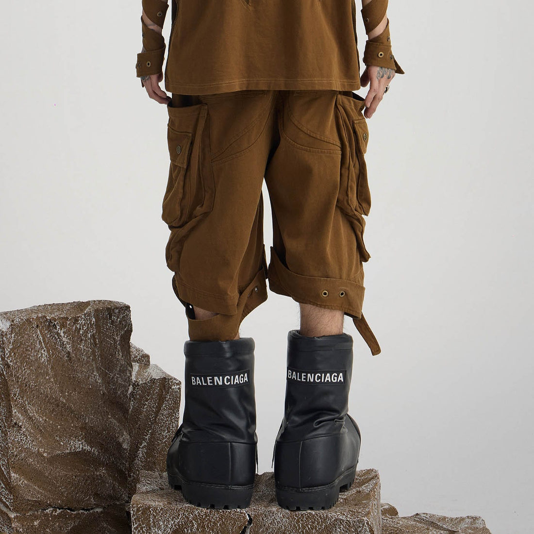 FLYERRER Multi-Pocket Deconstructed Strap Shorts-Shorts-S-Free Shipping Leatheretro