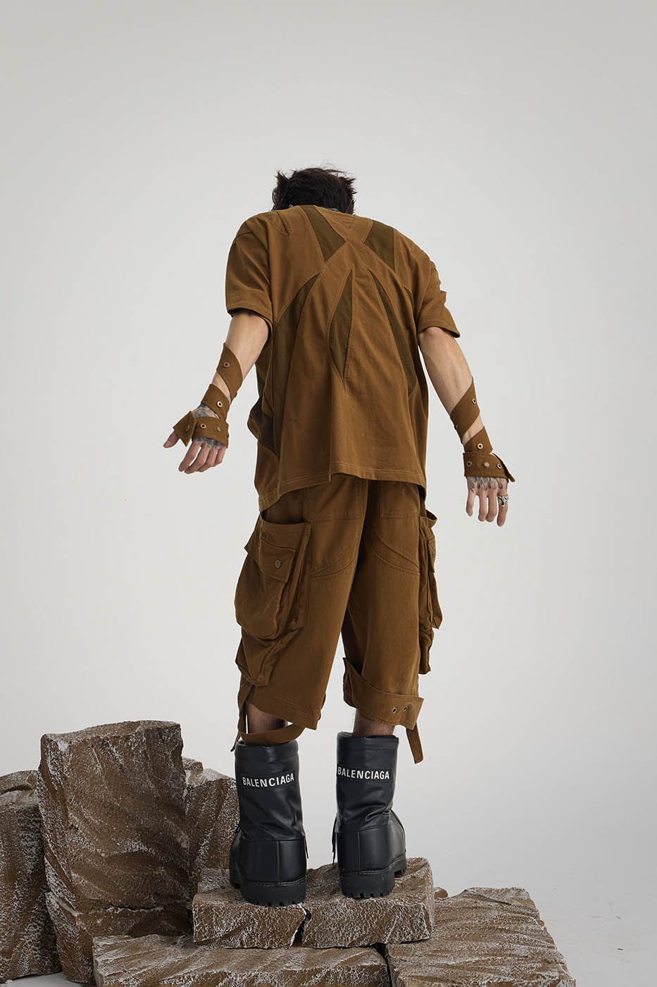 FLYERRER Multi-Pocket Deconstructed Strap Shorts-Shorts-S-Free Shipping Leatheretro