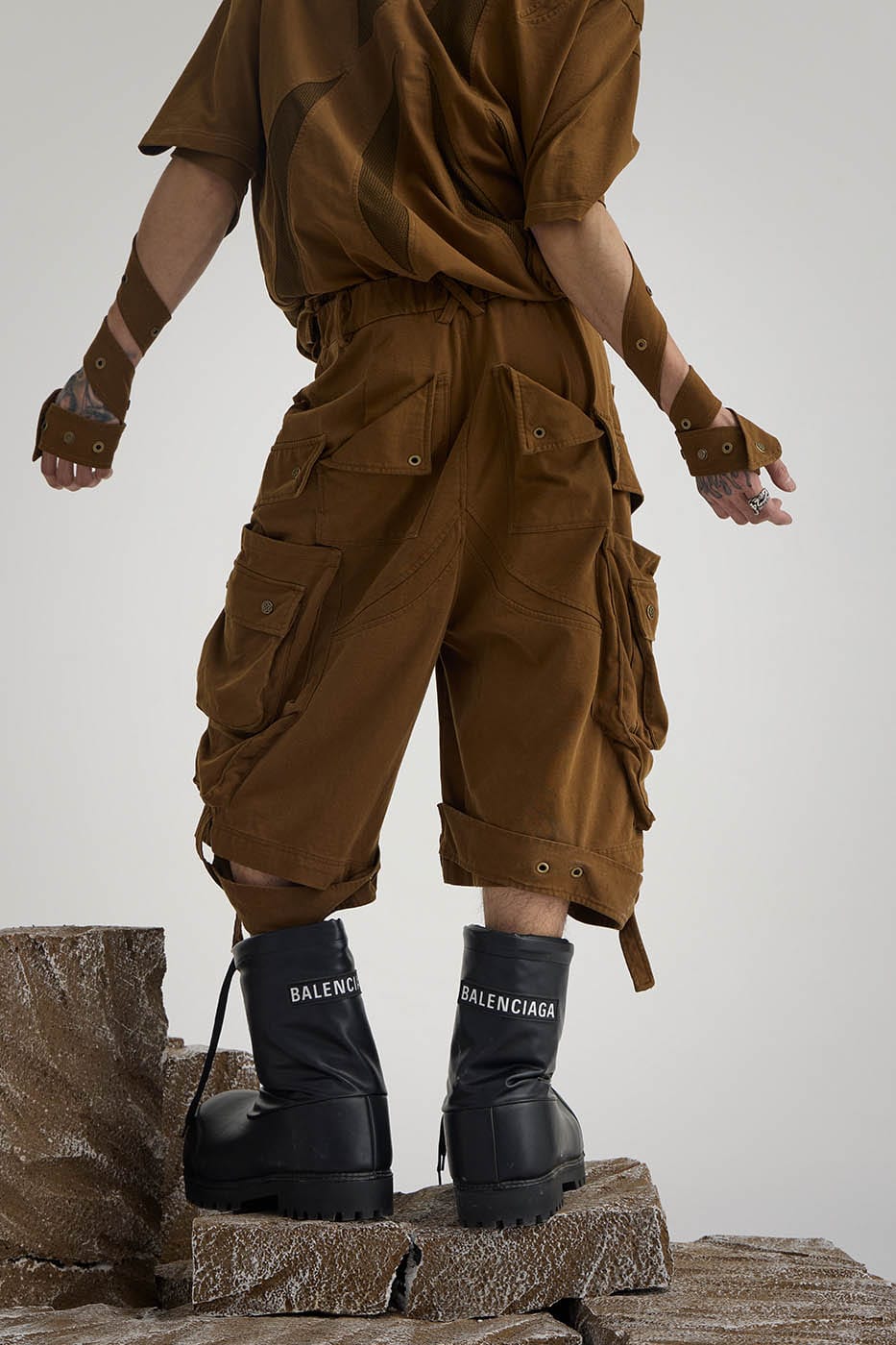 FLYERRER Multi-Pocket Deconstructed Strap Shorts-Shorts-S-Free Shipping Leatheretro