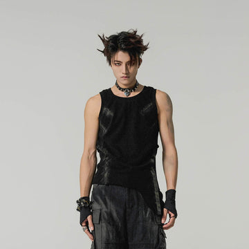 FLYERRER Distressed Asymmetrical Tank Top-Tank Top-S-Free Shipping Leatheretro