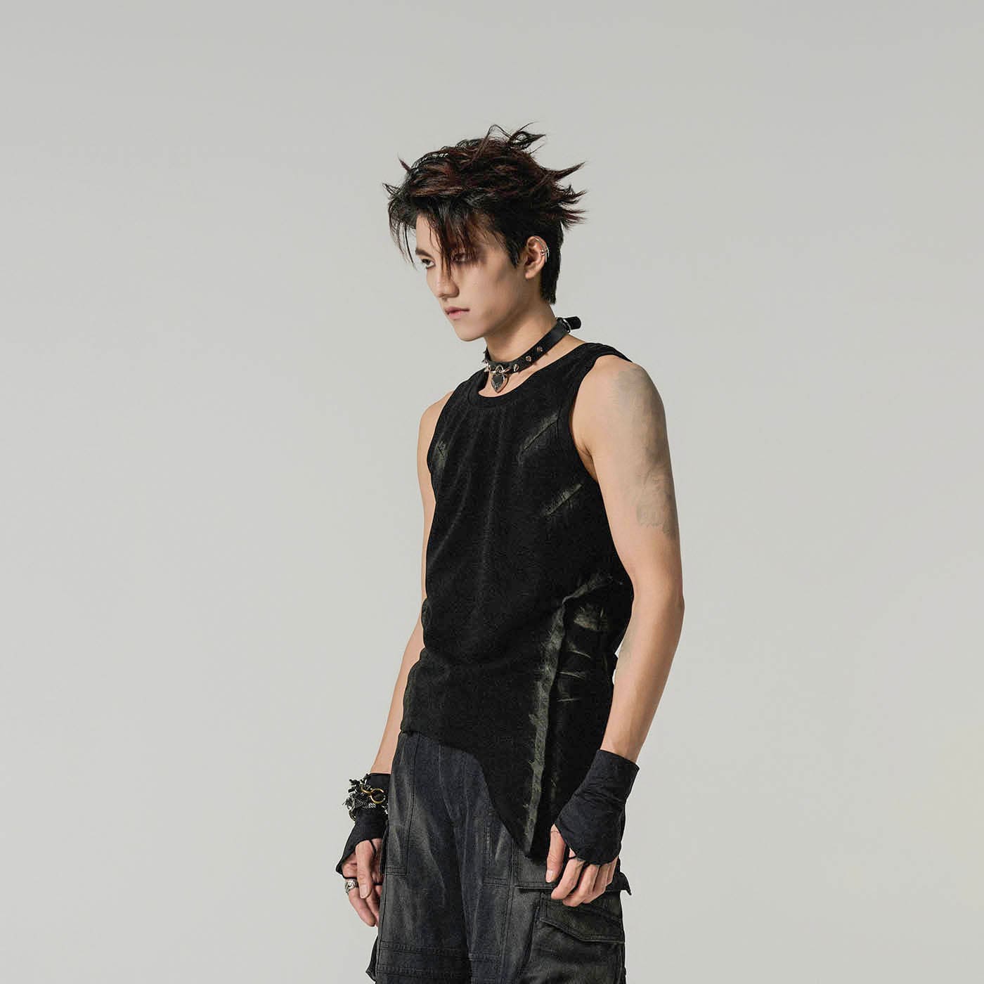 FLYERRER Distressed Asymmetrical Tank Top-Tank Top-S-Free Shipping Leatheretro