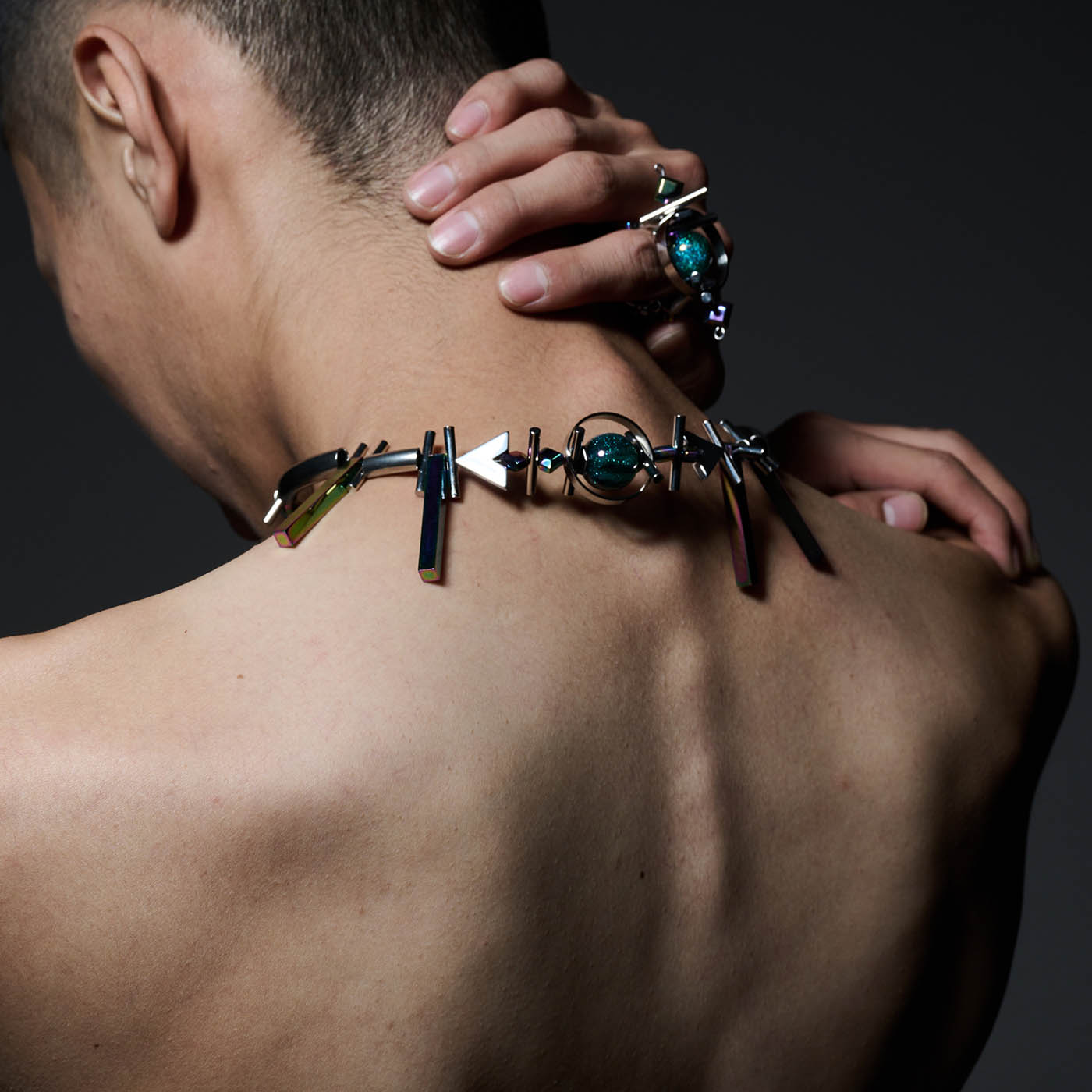 ILLUSORY Geometrical Planetary Beaded Necklace-Necklace-Standard (15.7 INCHES - 18.9 INCHES )-Silver-Free Shipping Leatheretro