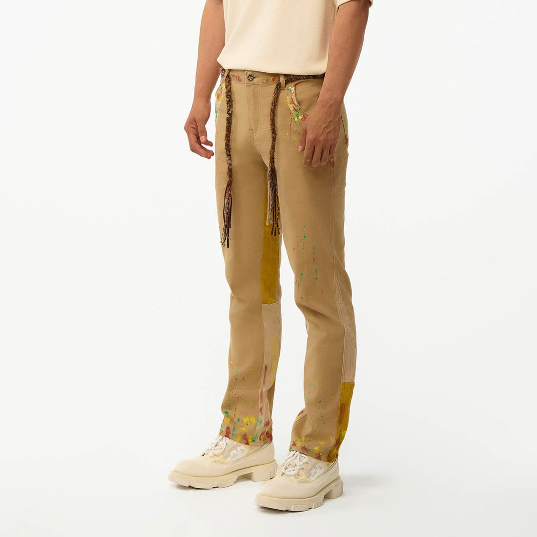 REDH Paint-Splattered Spliced Straight-Leg Pants-Pants-S-Free Shipping Leatheretro