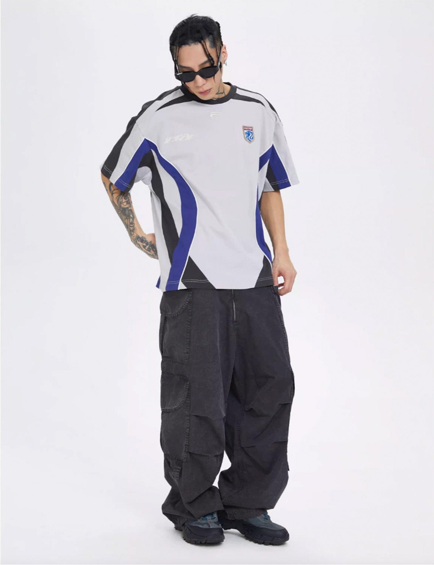 F2CE Racing Deconstructed LOGO Jersey-T Shirt-S-Grey-Free Shipping Leatheretro