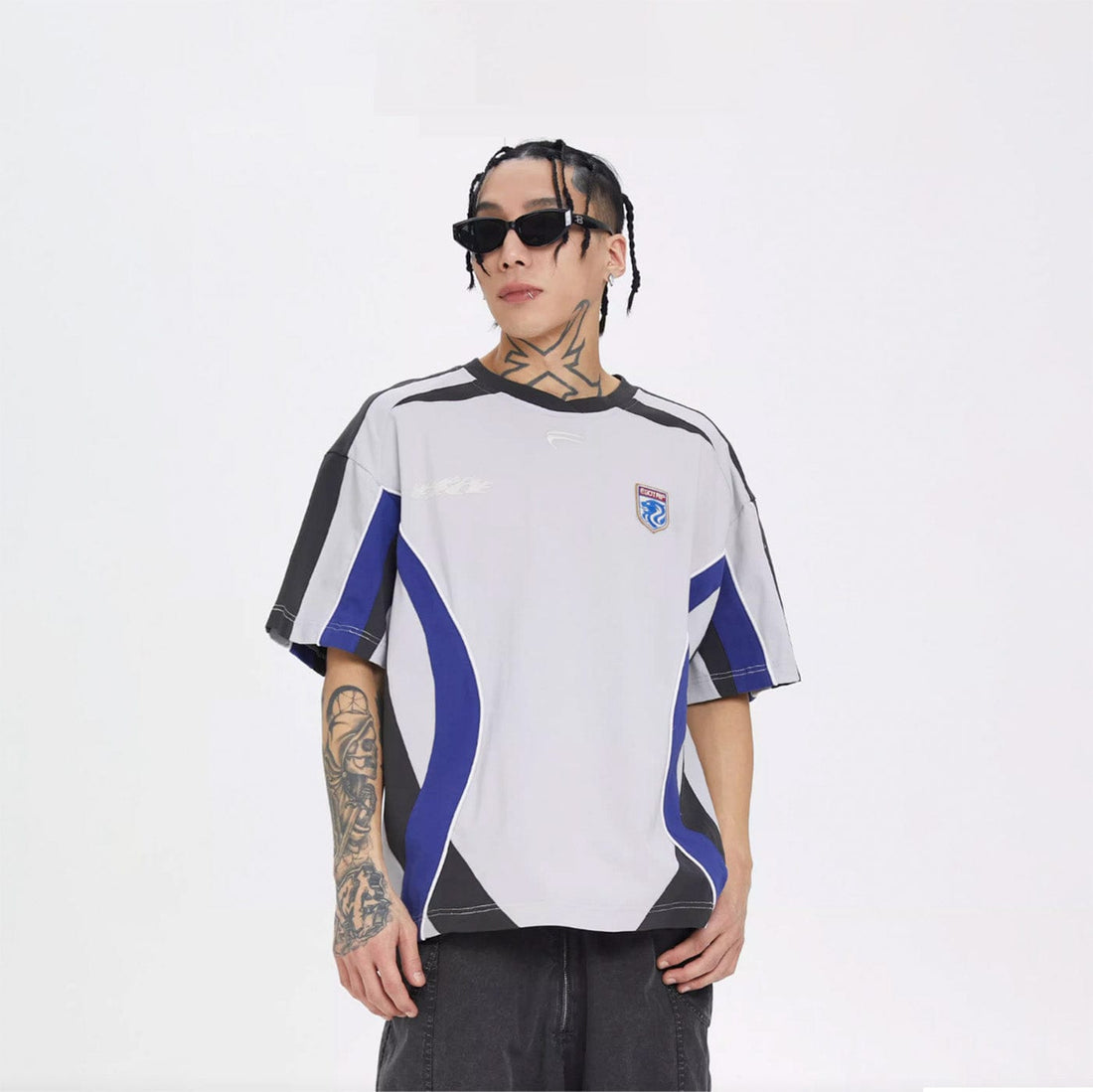 F2CE Racing Deconstructed LOGO Jersey-T Shirt-S-Grey-Free Shipping Leatheretro