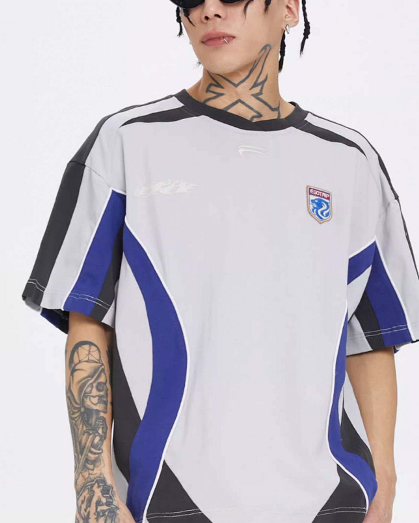 F2CE Racing Deconstructed LOGO Jersey-T Shirt-S-Grey-Free Shipping Leatheretro