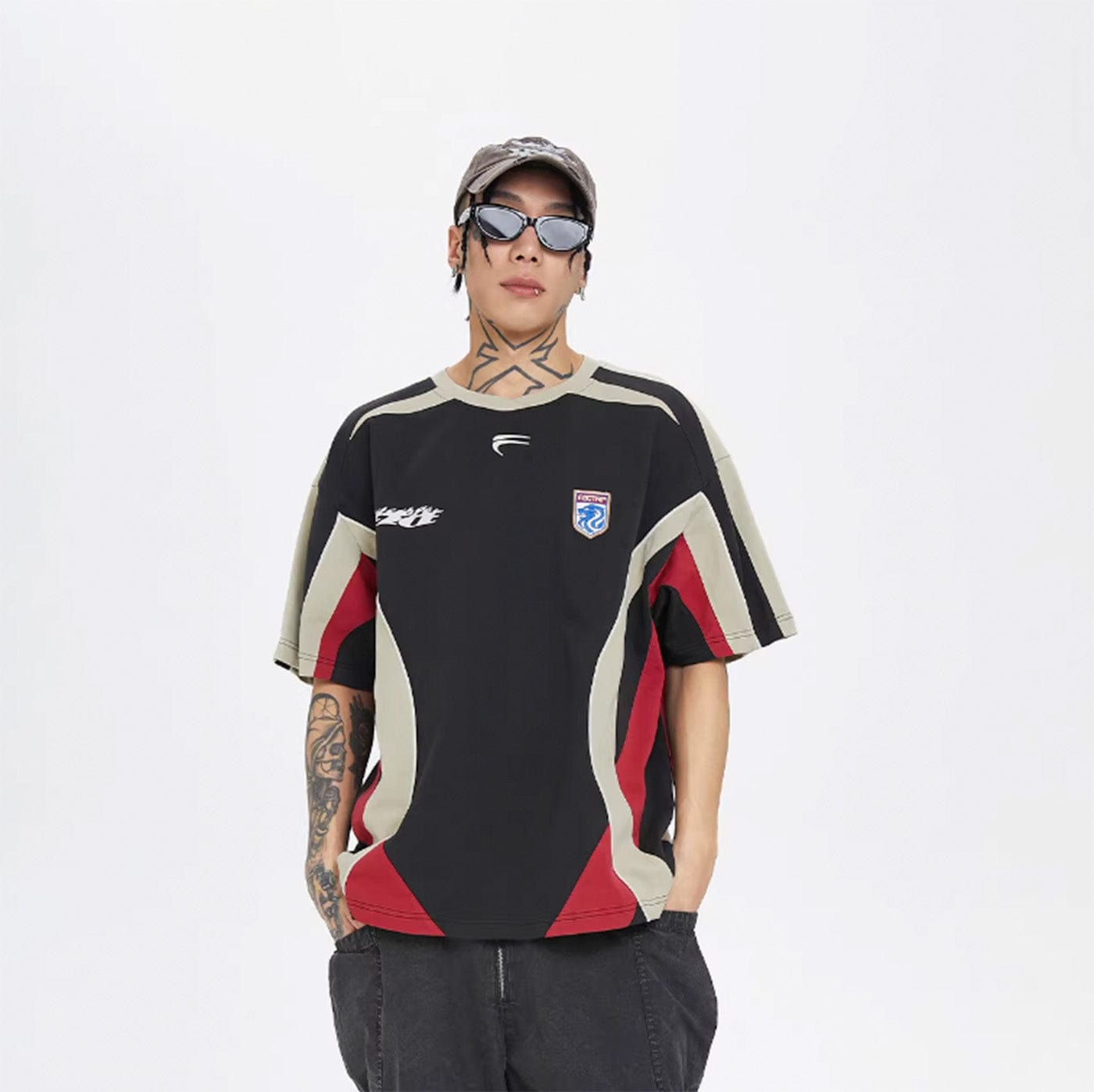 F2CE Racing Deconstructed LOGO Jersey-T Shirt-S-Red-Free Shipping Leatheretro