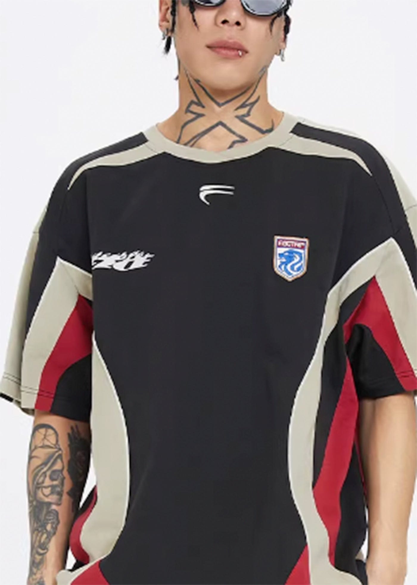 F2CE Racing Deconstructed LOGO Jersey-T Shirt-S-Grey-Free Shipping Leatheretro