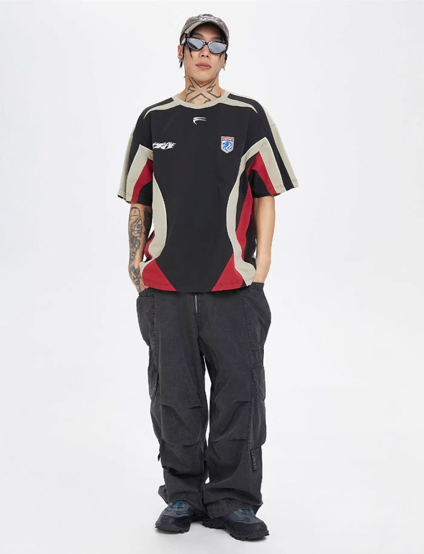 F2CE Racing Deconstructed LOGO Jersey-T Shirt-S-Grey-Free Shipping Leatheretro