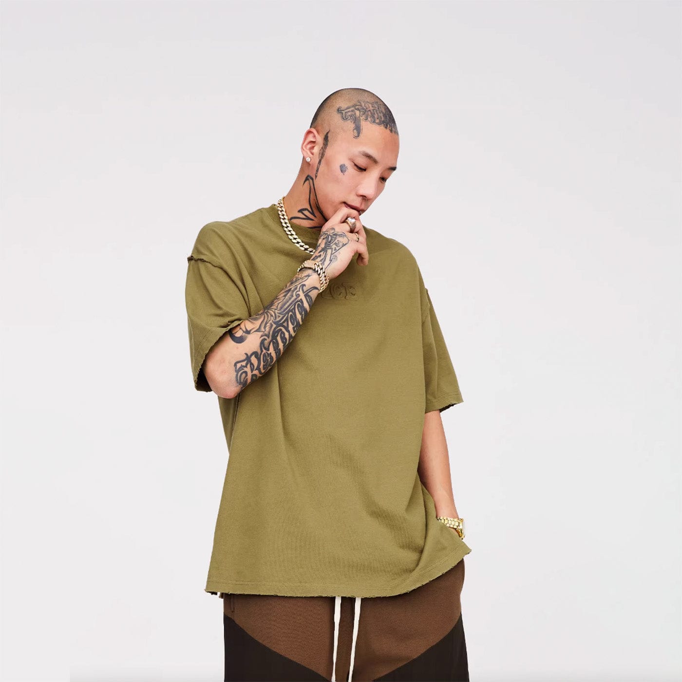 F2CE Essential Embossed LOGO Reversed T-Shirt-T Shirt-XS-Yellow-Free Shipping Leatheretro