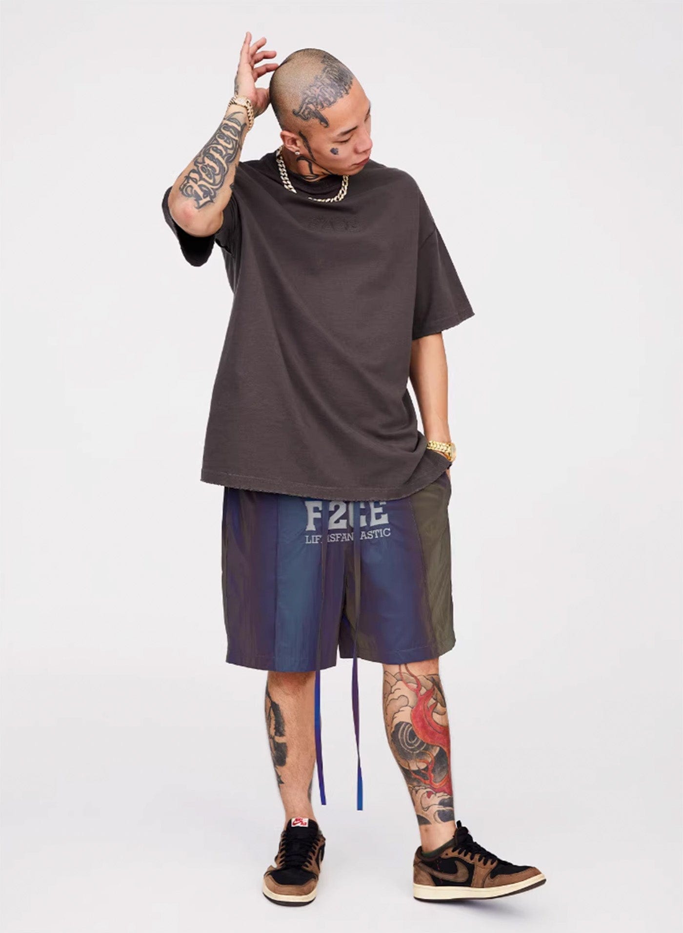 F2CE Essential Embossed LOGO Reversed T-Shirt-T Shirt-XS-Grey-Free Shipping Leatheretro