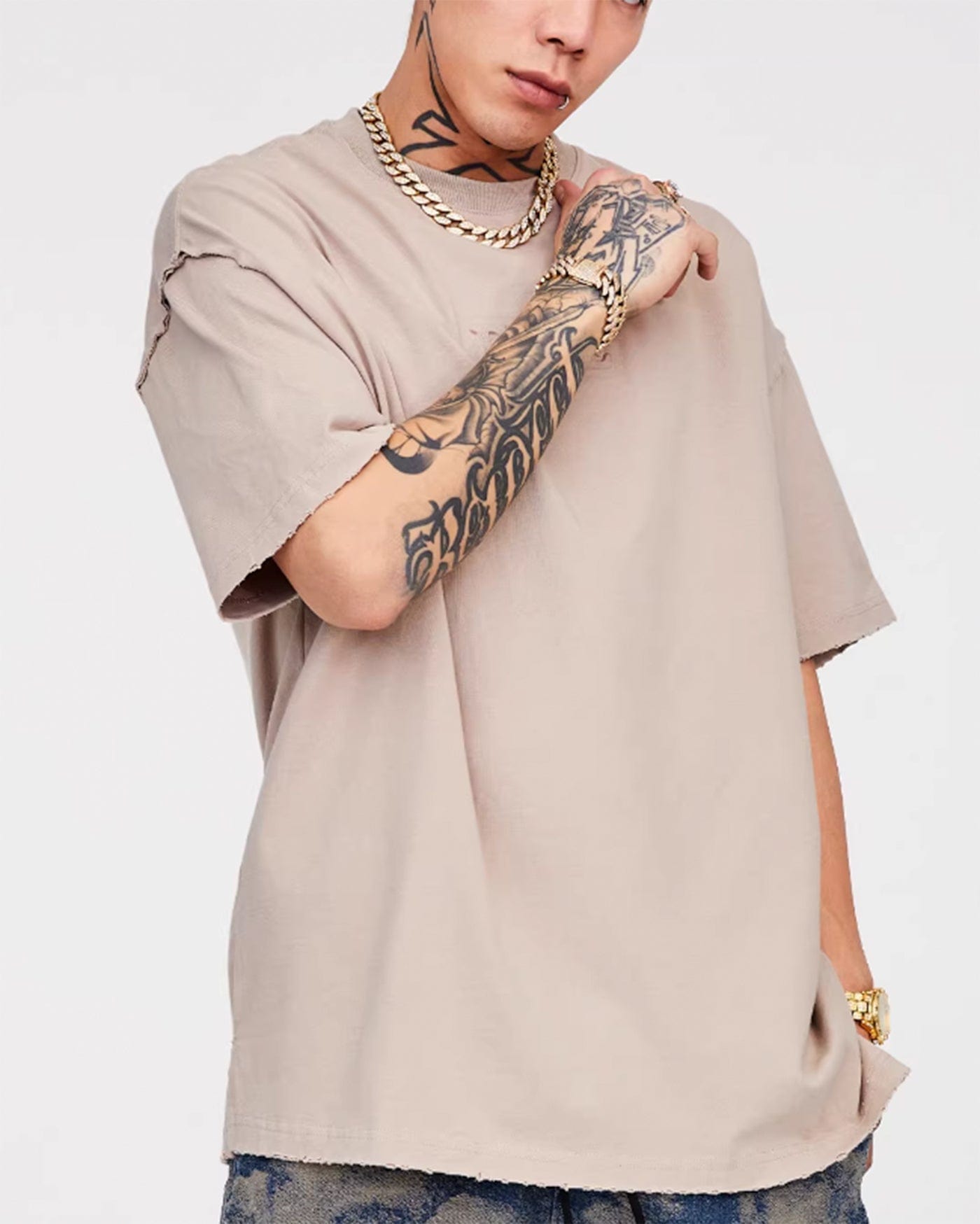 F2CE Essential Embossed LOGO Reversed T-Shirt-T Shirt-XS-Grey-Free Shipping Leatheretro